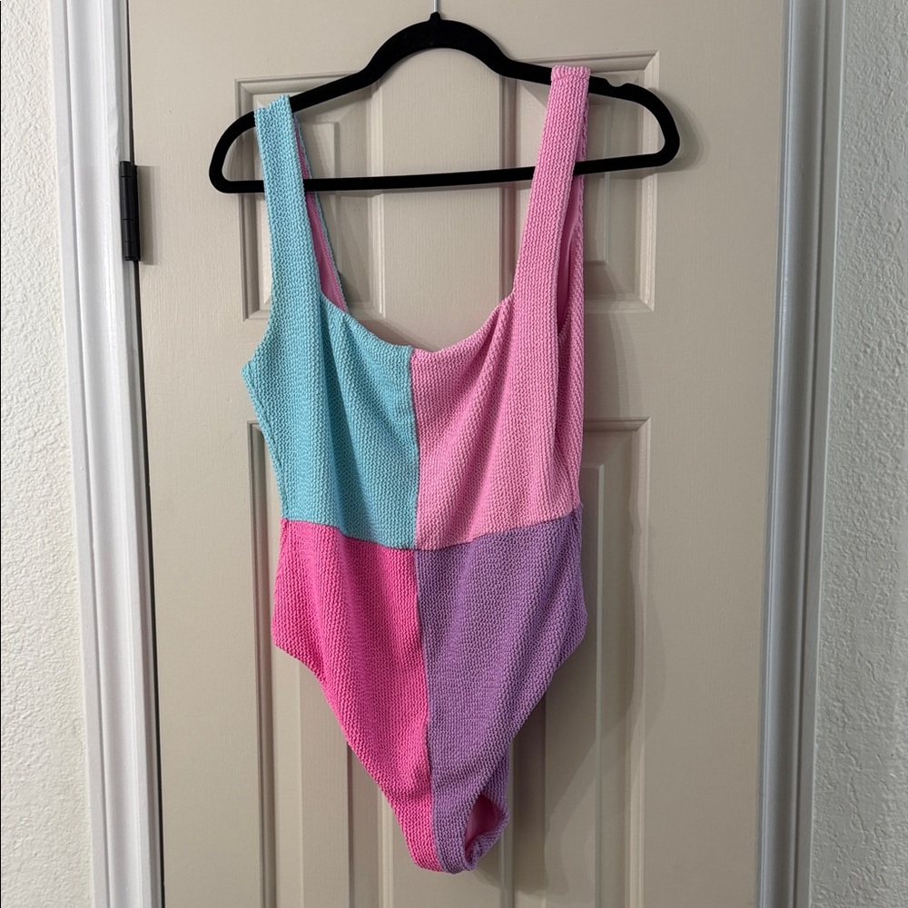 Show Me Your MuMu Colorblock One Piece Swimsuit - Pink, Blue, Purple